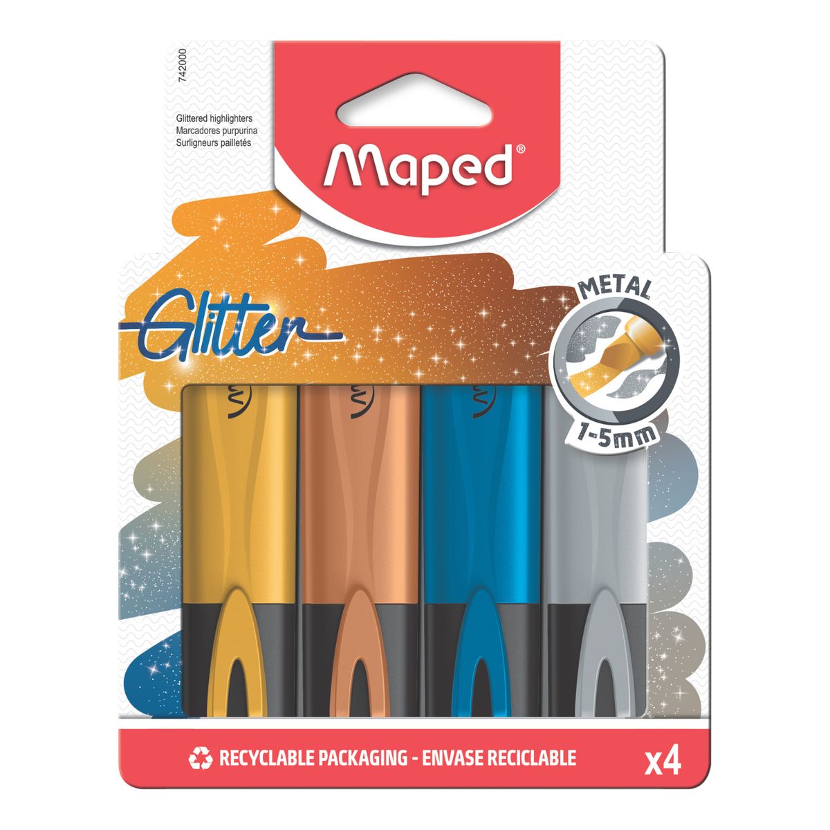 MAPED - Resaltador Maped Metal Glitter Caja 4 Und