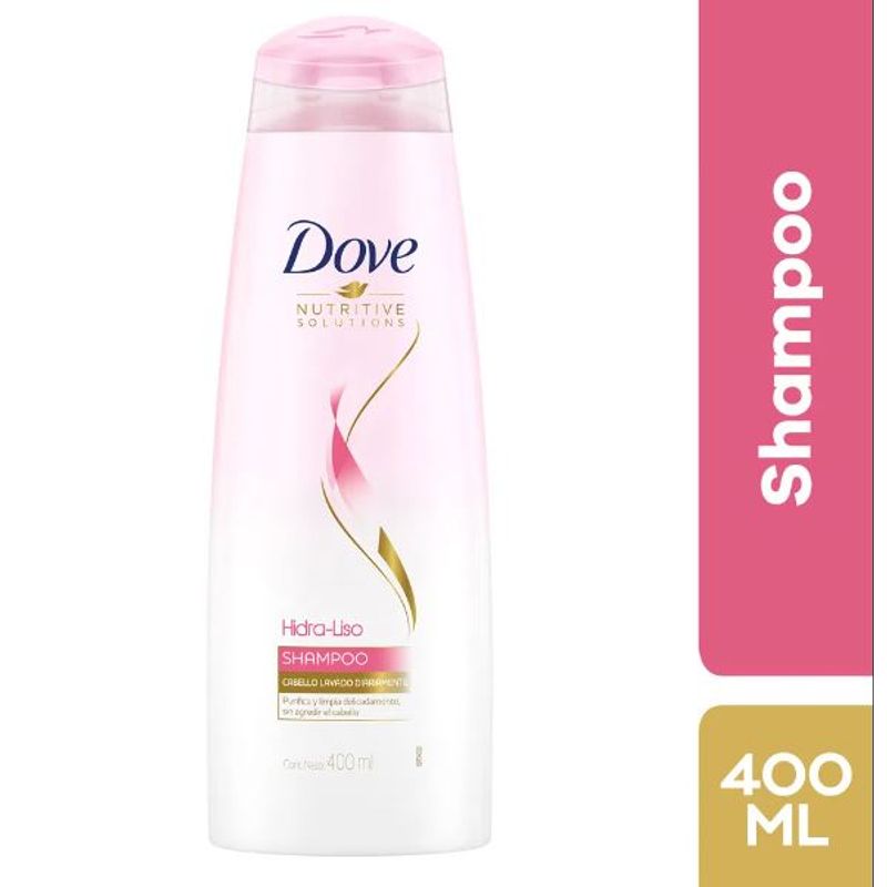DOVE - Shampoo Dove Hidra Liso Lavado Diario Botella 400 mL