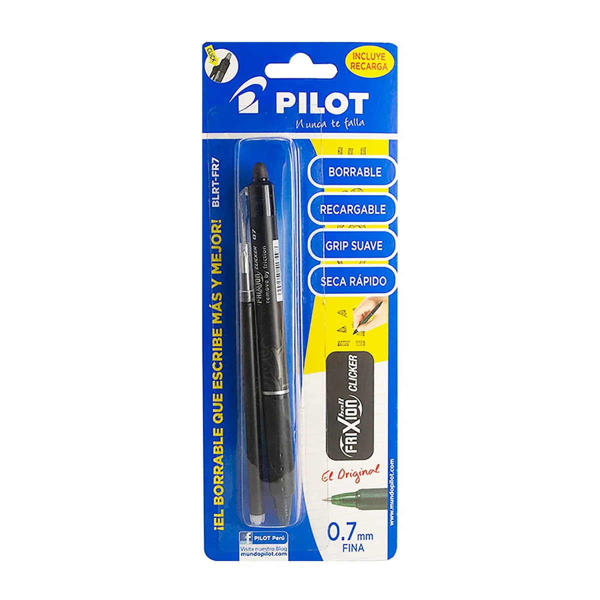 PILOT - Lapicero Pilot BLRT FR 7 Frixion Clicker Negro + Repuesto