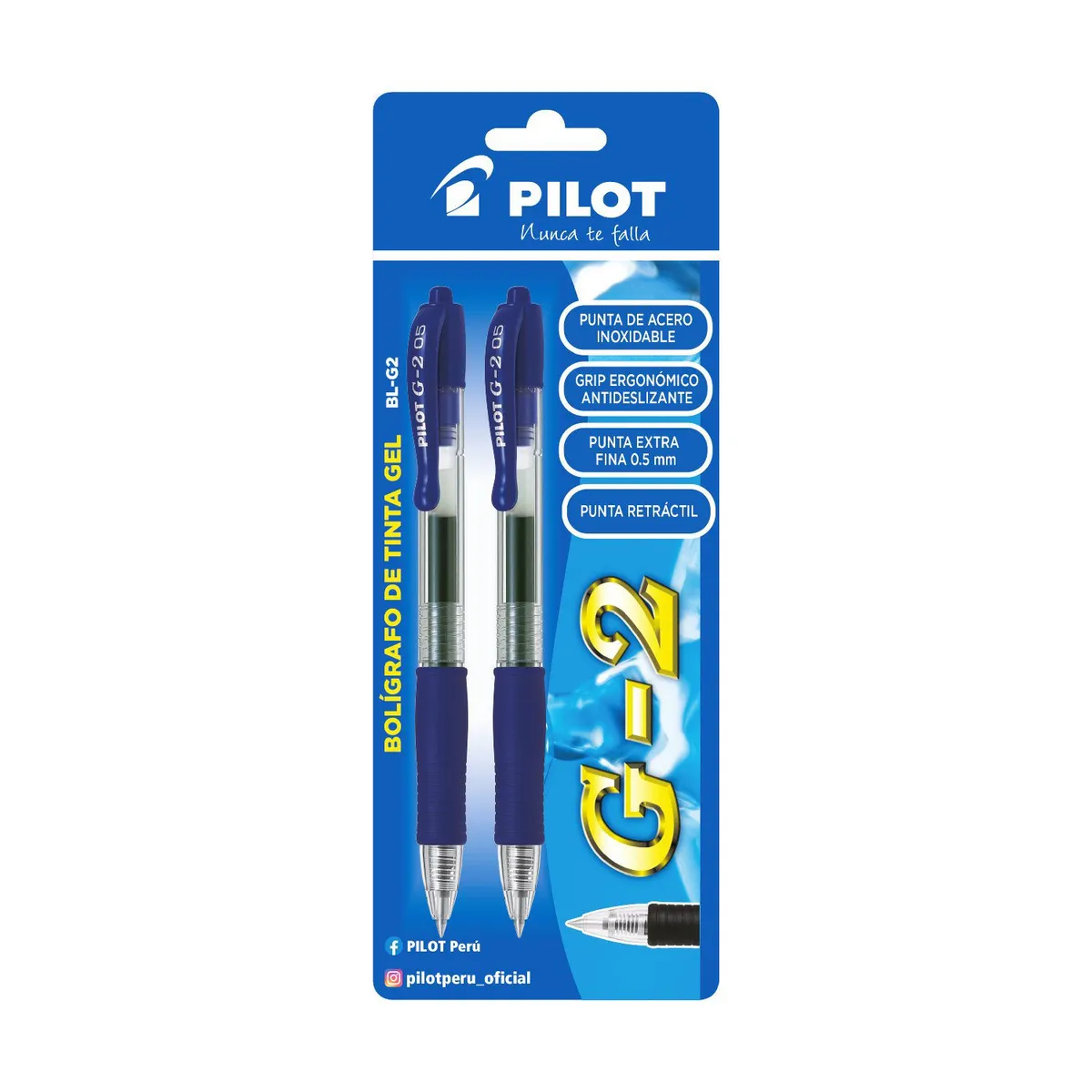 PILOT - Lapicero Pilot Tinta Gel G2 Azul Empaque 2 Und