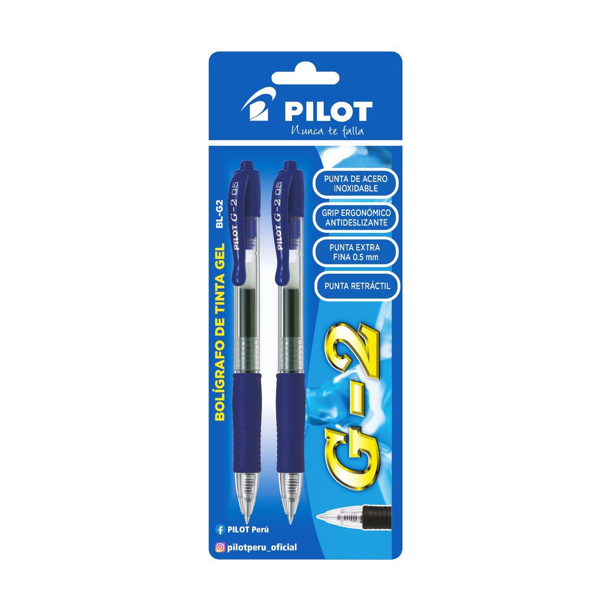PILOT - Lapicero Pilot Tinta Gel G2 Azul Empaque 2 Und