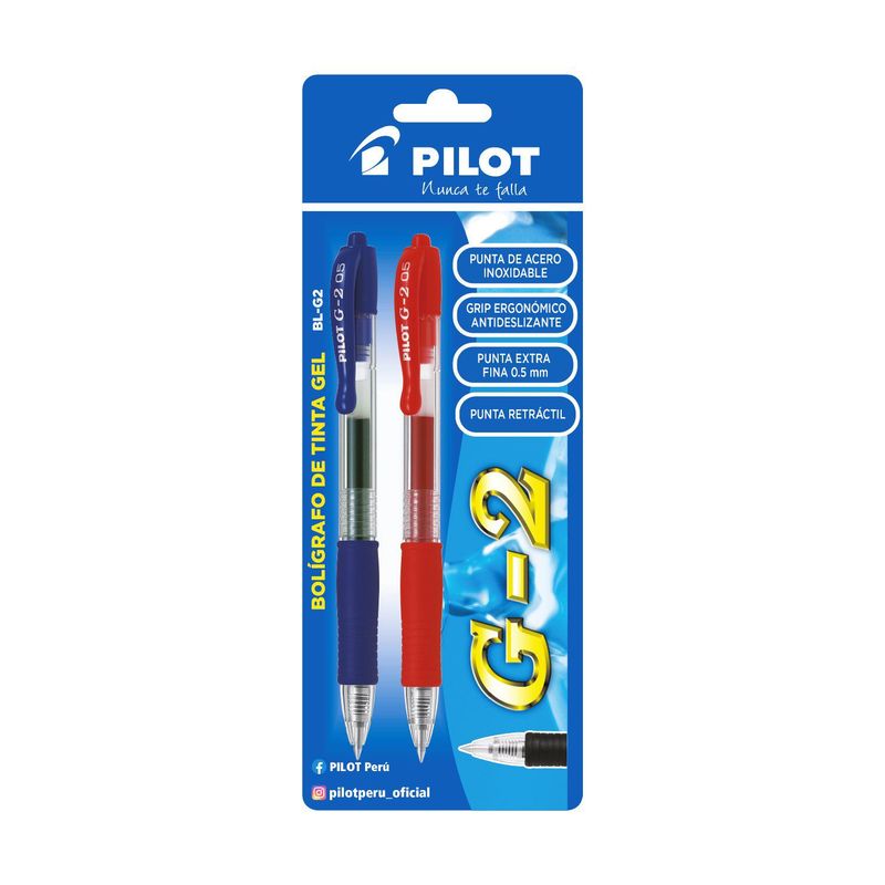 PILOT - Boligrafo Pilot G2 Pk2 Azul Rojo