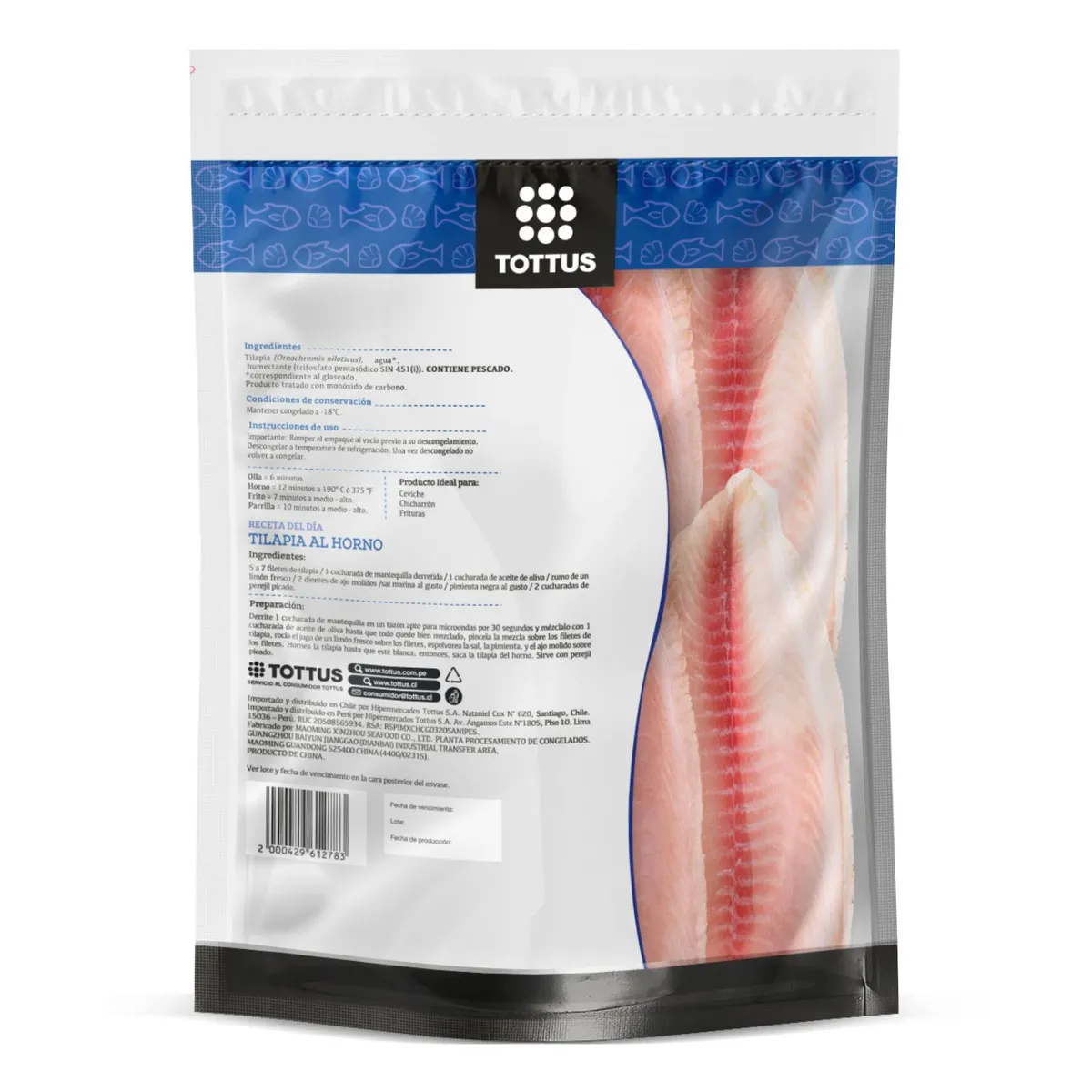 TOTTUS - Filete de Tilapia Tottus x 500 g