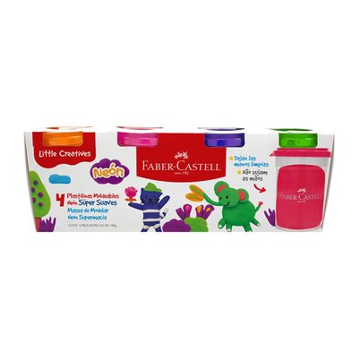 FABER CASTELL - PLAST SUPERSUAVE NEON 140G EST CTN X4