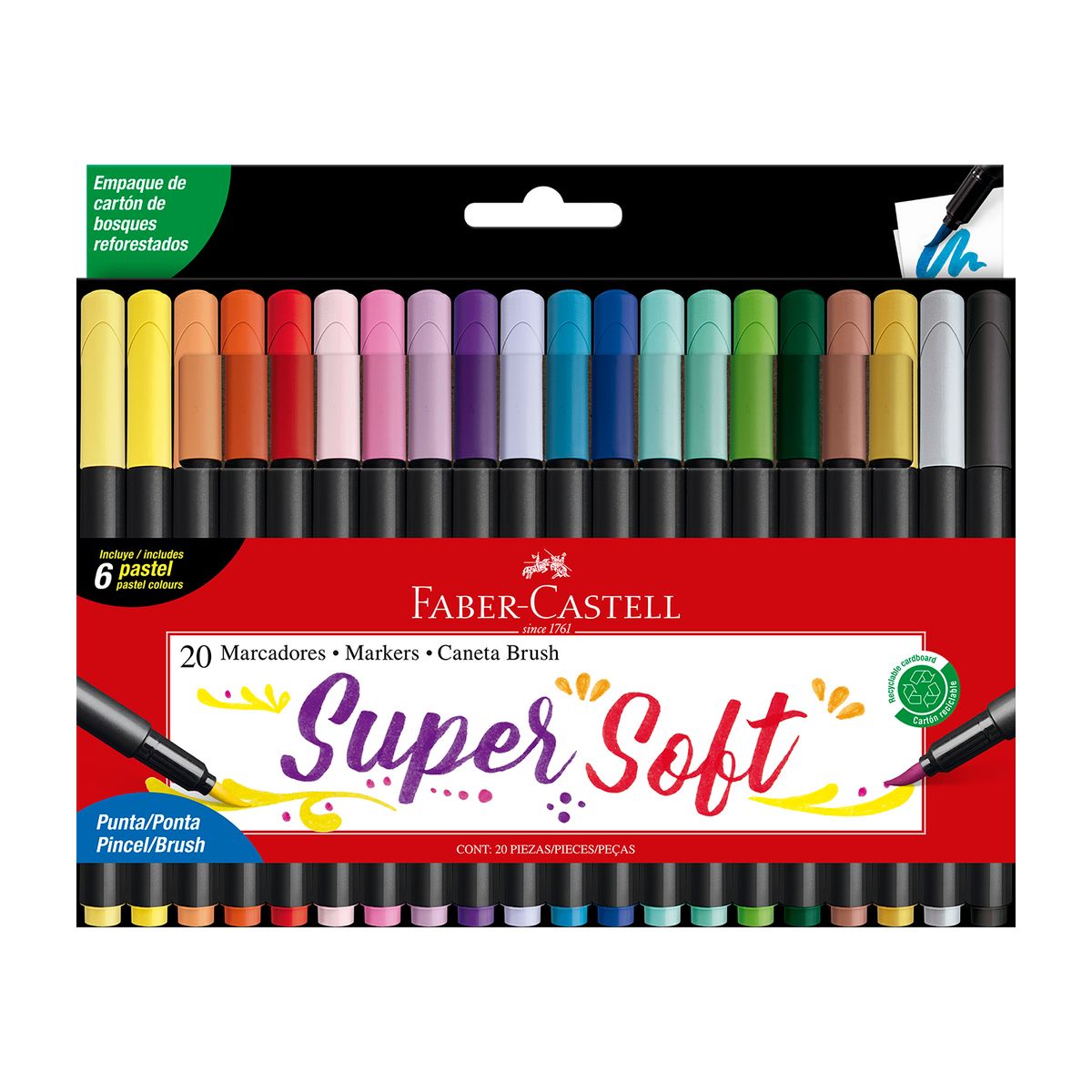 FABER CASTELL - Plumones Faber Castell Super Soft Empaque 20 Und