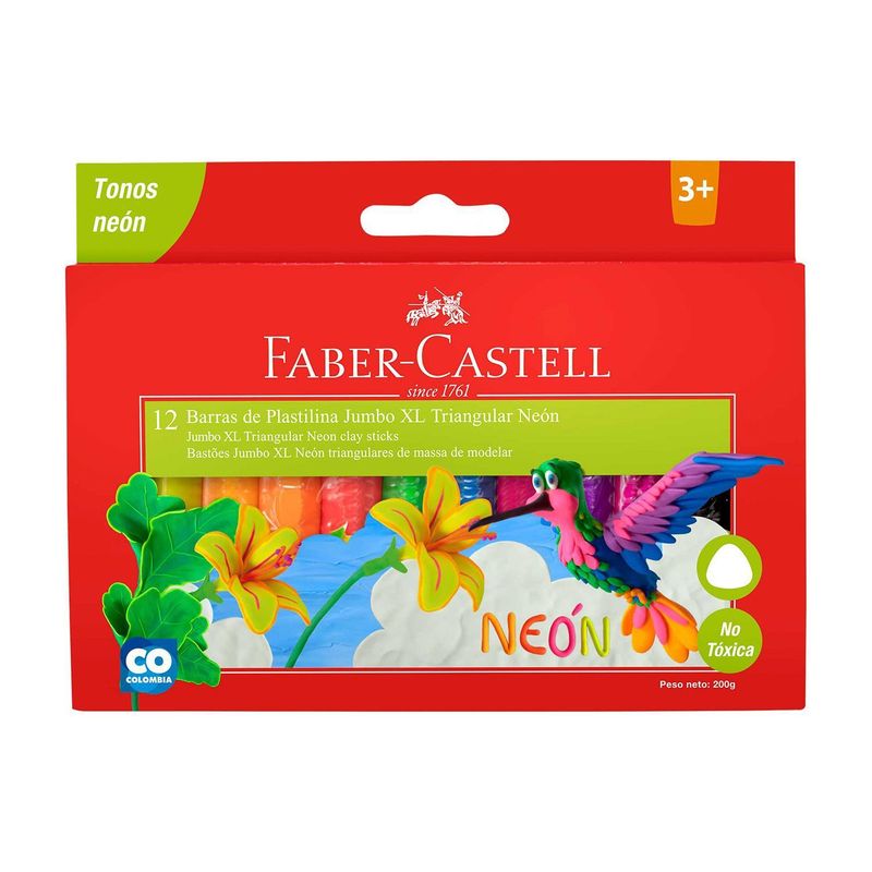 FABER CASTELL - Plastilina Jumbo Neon Tri Plpjn12 X12