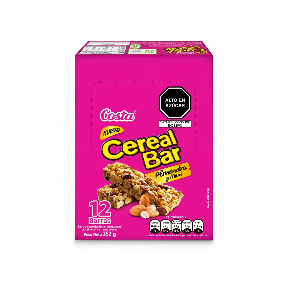 COSTA - Barra de Cereal Costa Cereal Bar Maní Caja 12 Und