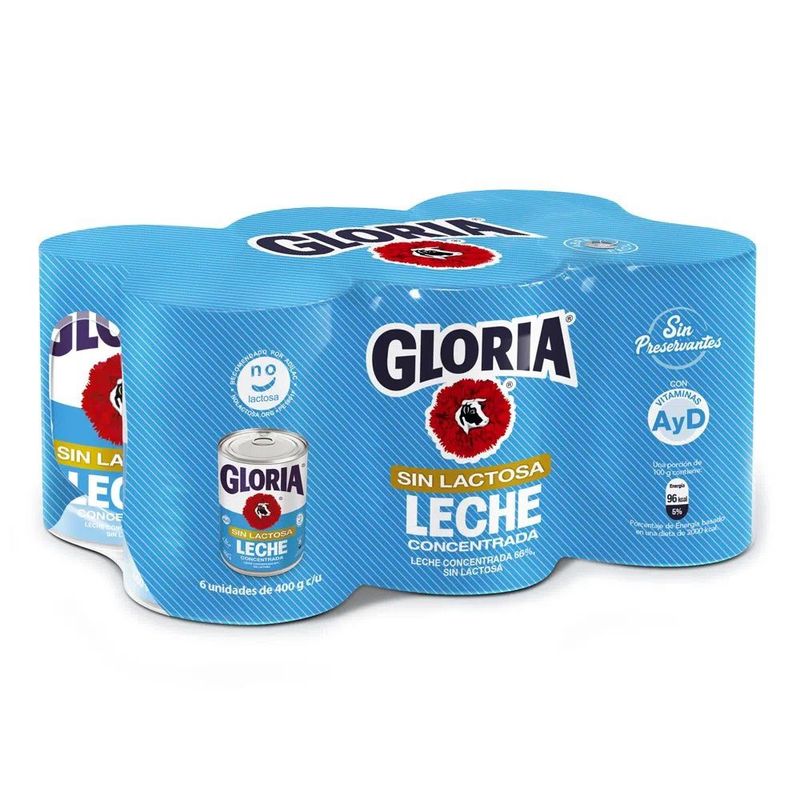 GLORIA - Sixpack Leche Sin Lactosa Gloria 400g