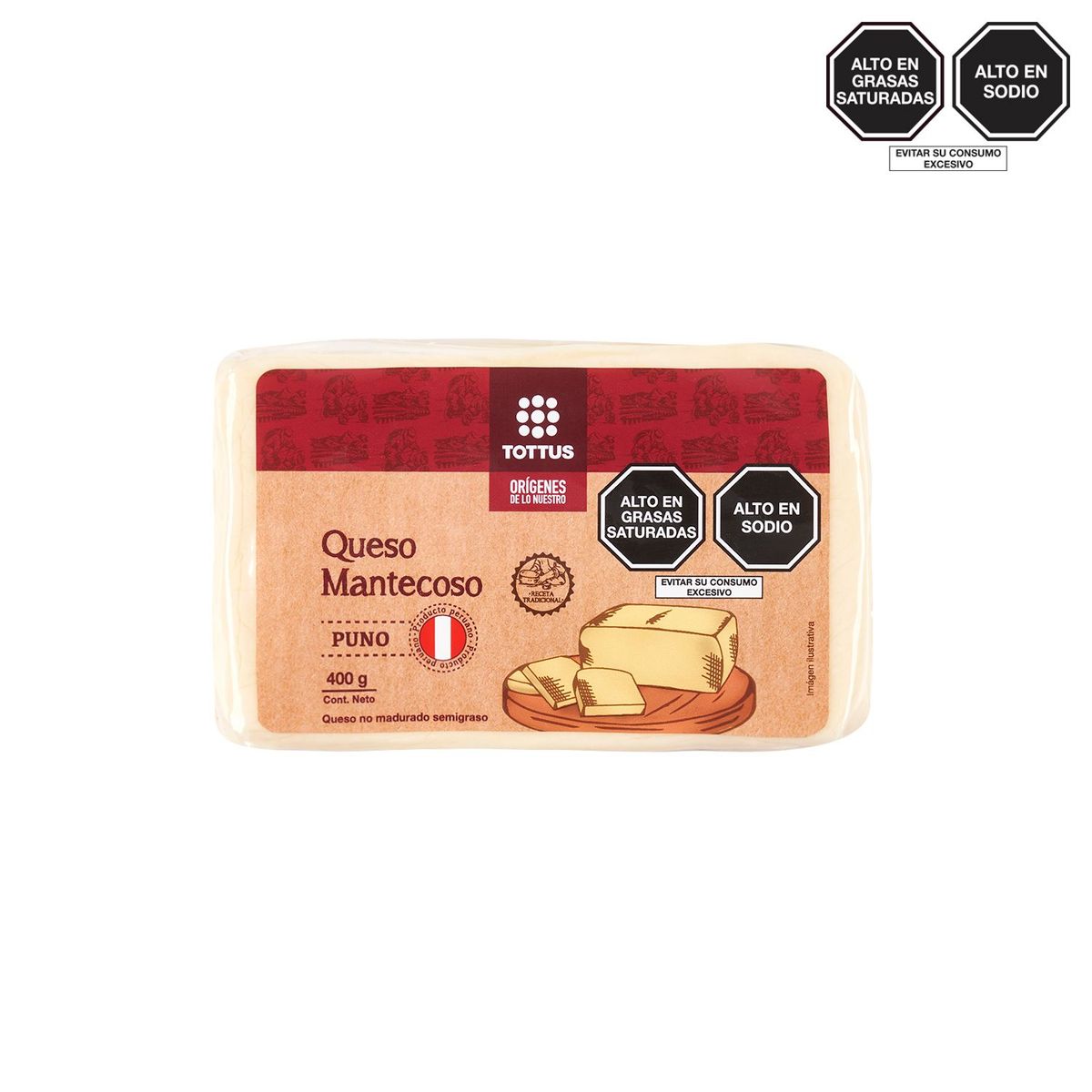 TOTTUS ORIGENES - Queso Mantecoso Puno Tottus Orígenes Envase 400 g