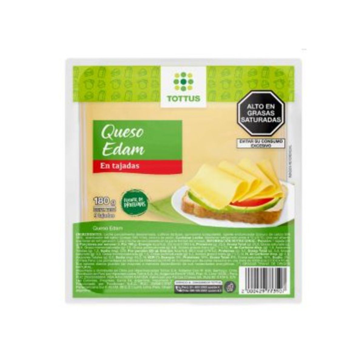 TOTTUS - Queso Edam en Tajadas Tottus Empaque 180 g