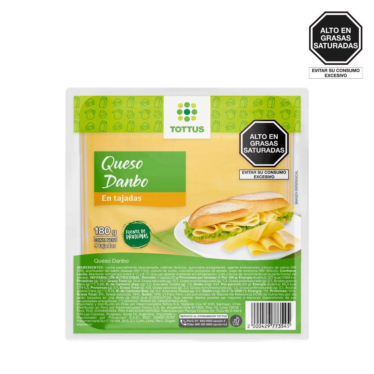 TOTTUS - Queso Danbo en Tajadas Tottus Empaque 180 g