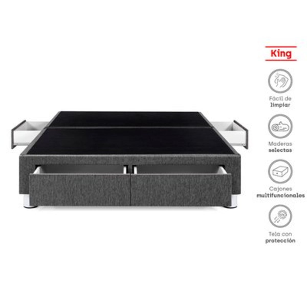 PARAISO - Box Tarima Cajones King Gris