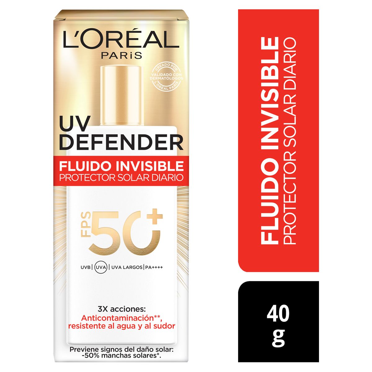 LOREAL PARIS - Crema Loreal UV Defender Fluido Invisible Envase 40 g