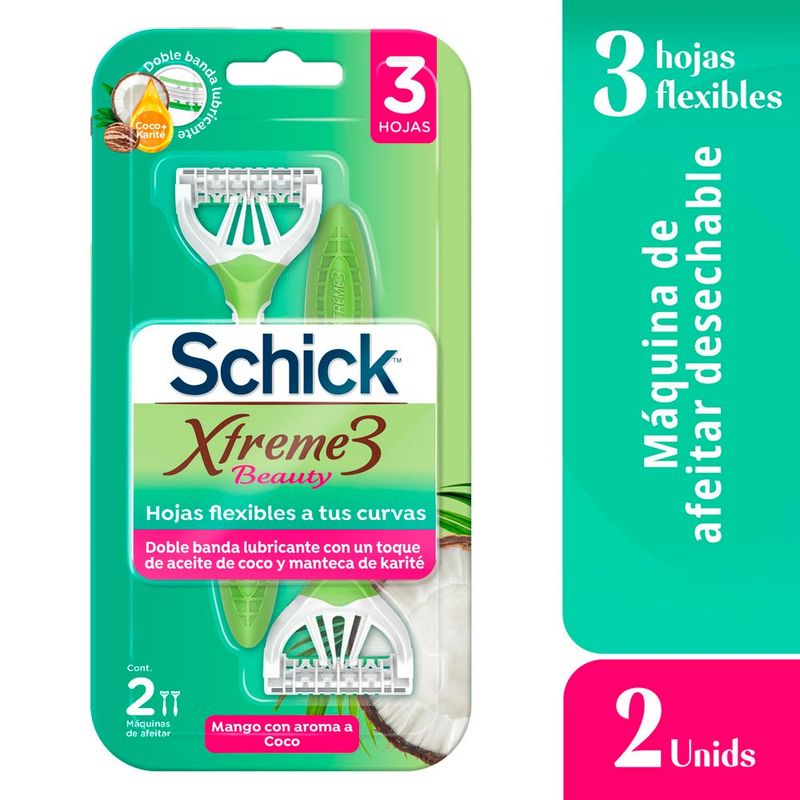 SCHICK - Máquina de Afeitar Desechable SCHICK Xtreme3 Beauty Pack 2 unidades