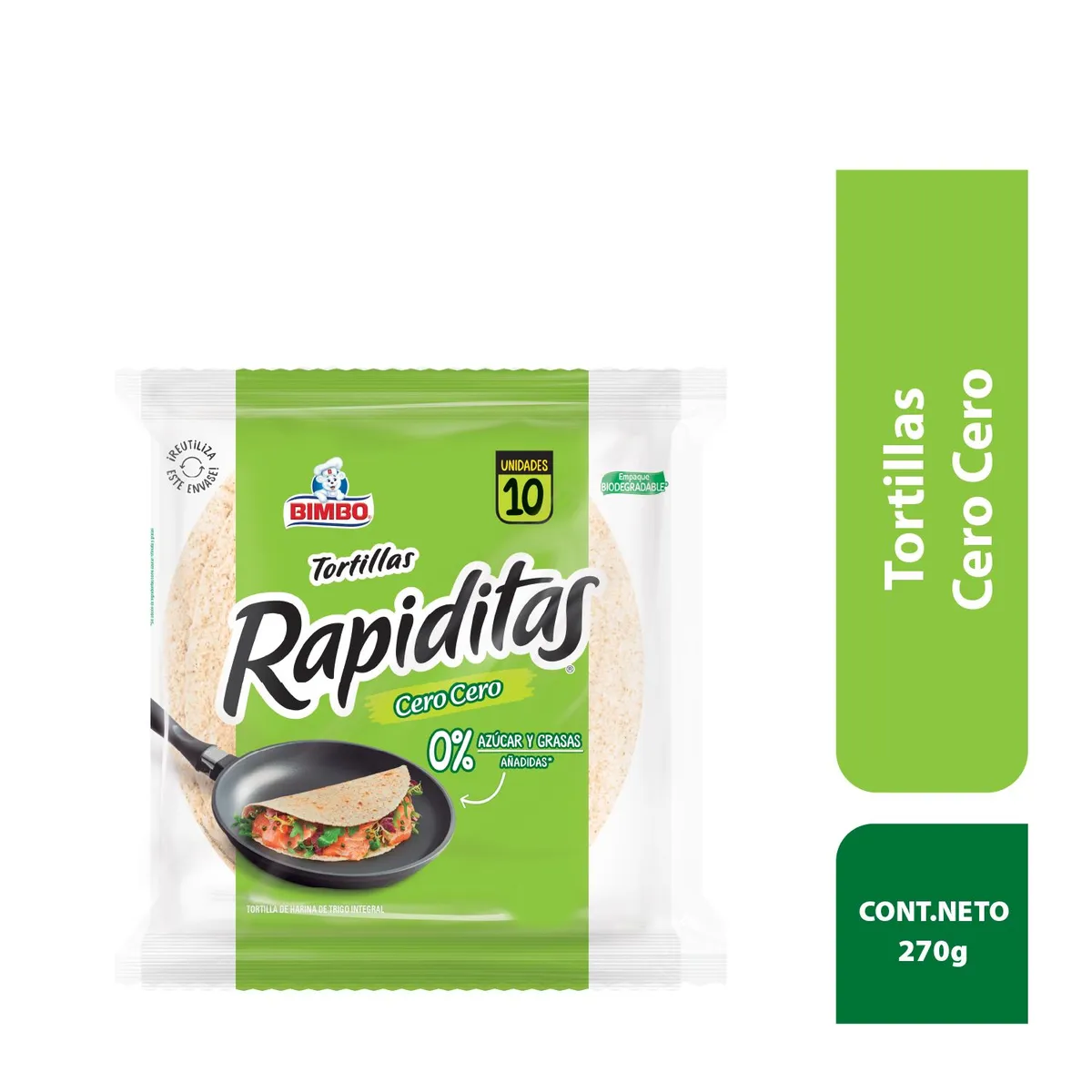 BIMBO - Tortillas Bimbo Rapiditas Cero Cero Bolsa 270 g