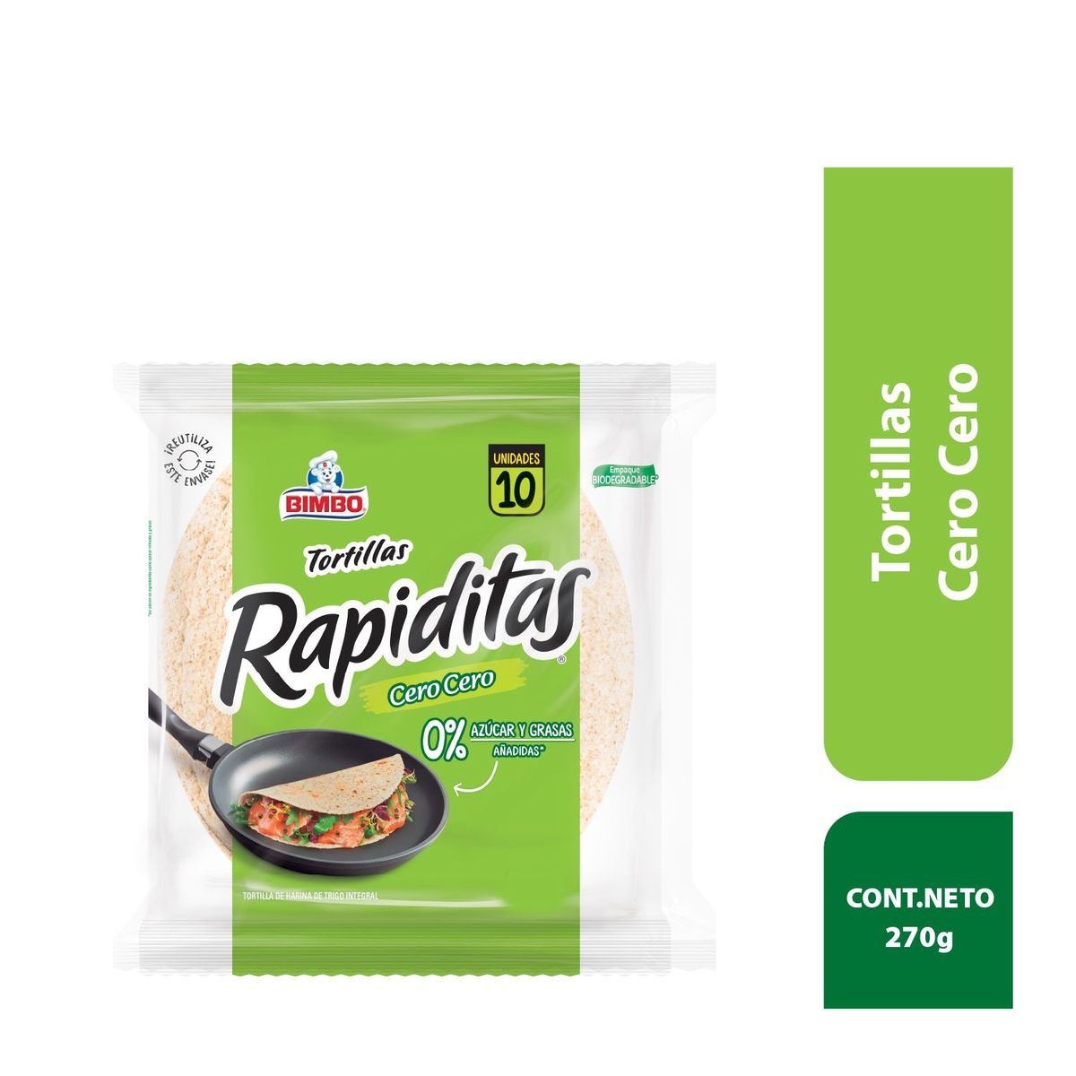 BIMBO - Tortillas Bimbo Rapiditas Cero Cero Bolsa 270 g