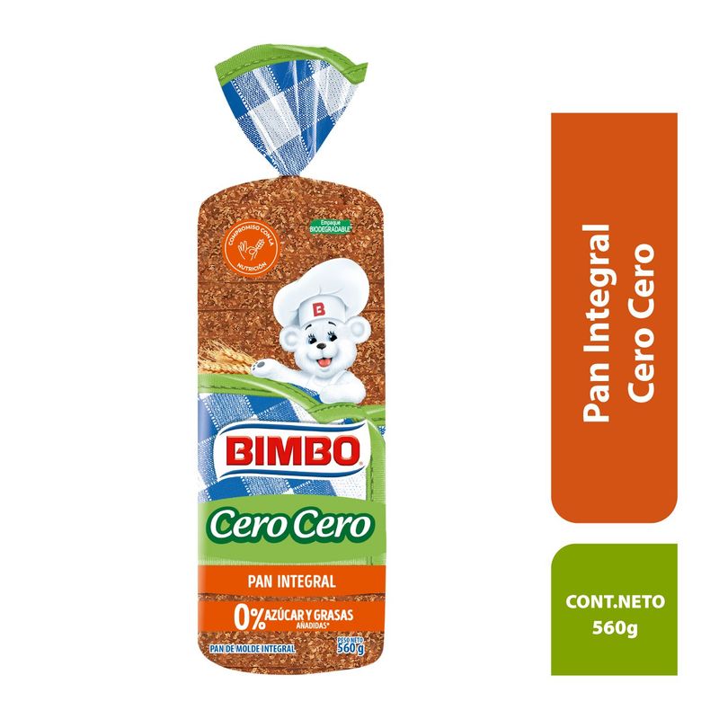 BIMBO - Pan Integral Cero Cero Bimbo X 560g