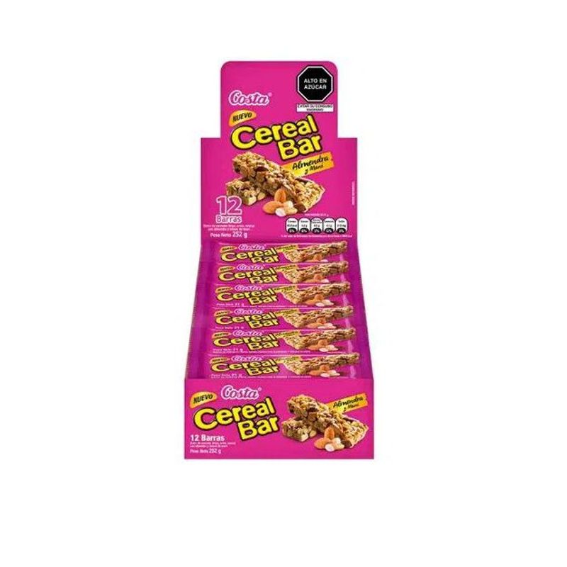 COSTA - Barra Cereal Costa Cereal Bar Almendra Maní Caja 12 Und