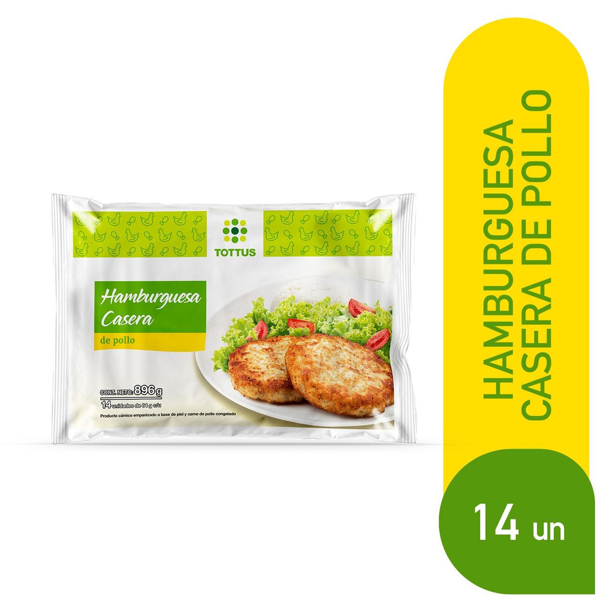 TOTTUS - Hamburguesa Casera de Pollo Tottus Empaque 14 Und