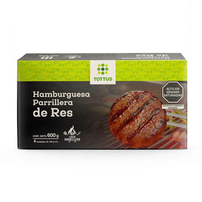 TOTTUS - HAMBURGUESA PARRILLERA DE RES TOTTUS CAJAX4