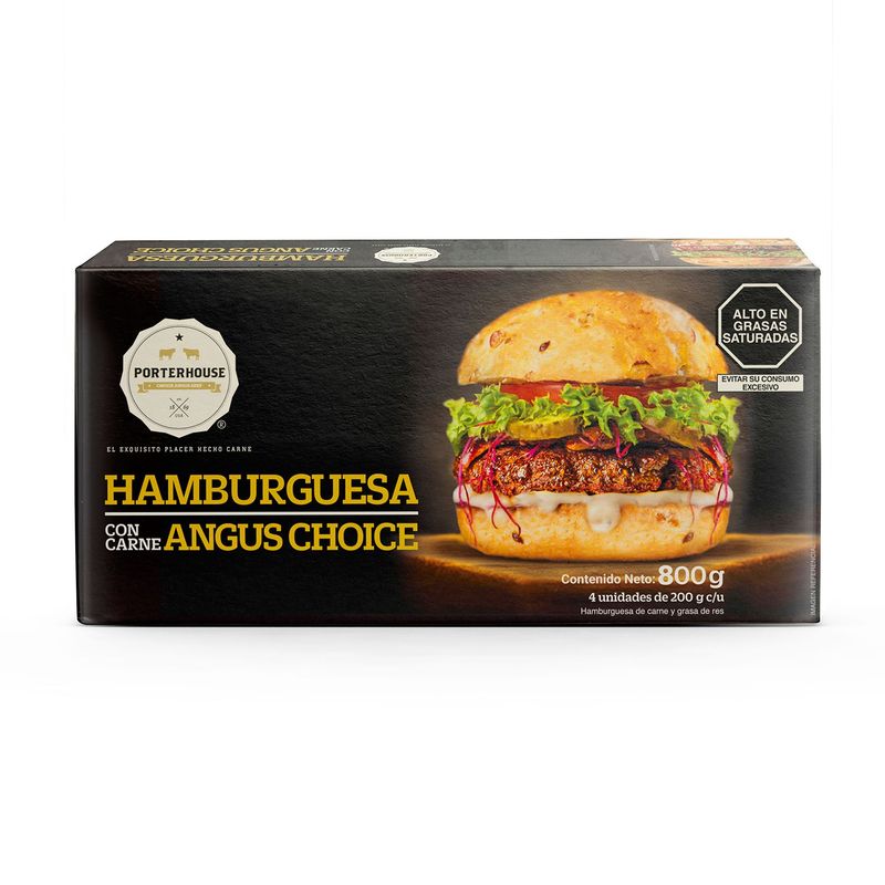 PORTERHOUSE - HAMBURGUESA DE RES PORTERHOUSE 4 X 200G