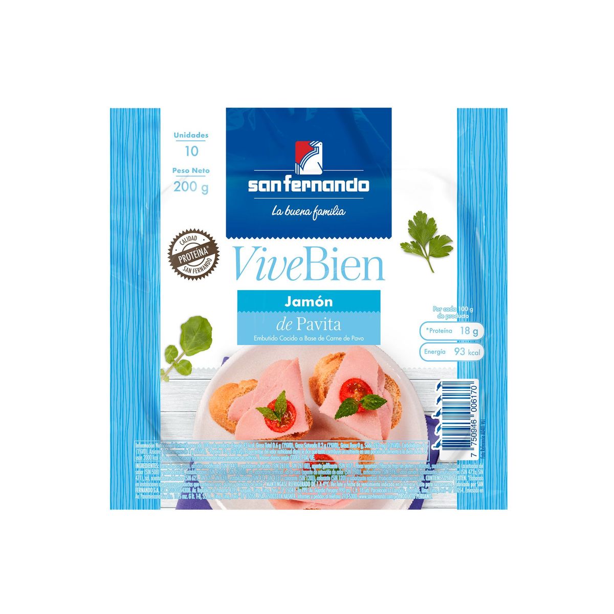 SAN FERNANDO - Jamón de Pavita San Fernando Empaque 200 g