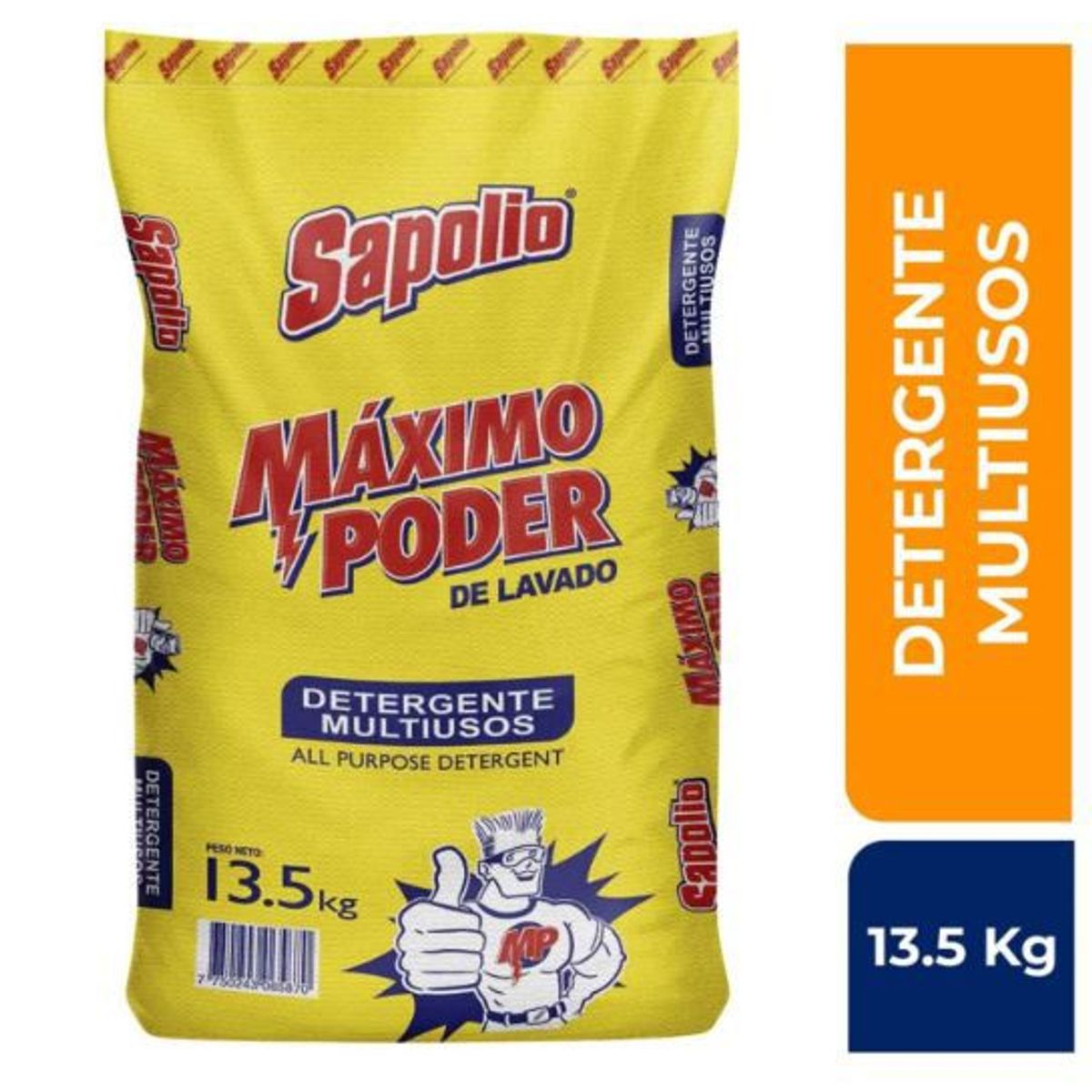SAPOLIO - Detergente en Polvo Multiusos Sapolio Max Poder Bolsa 13.5 Kg