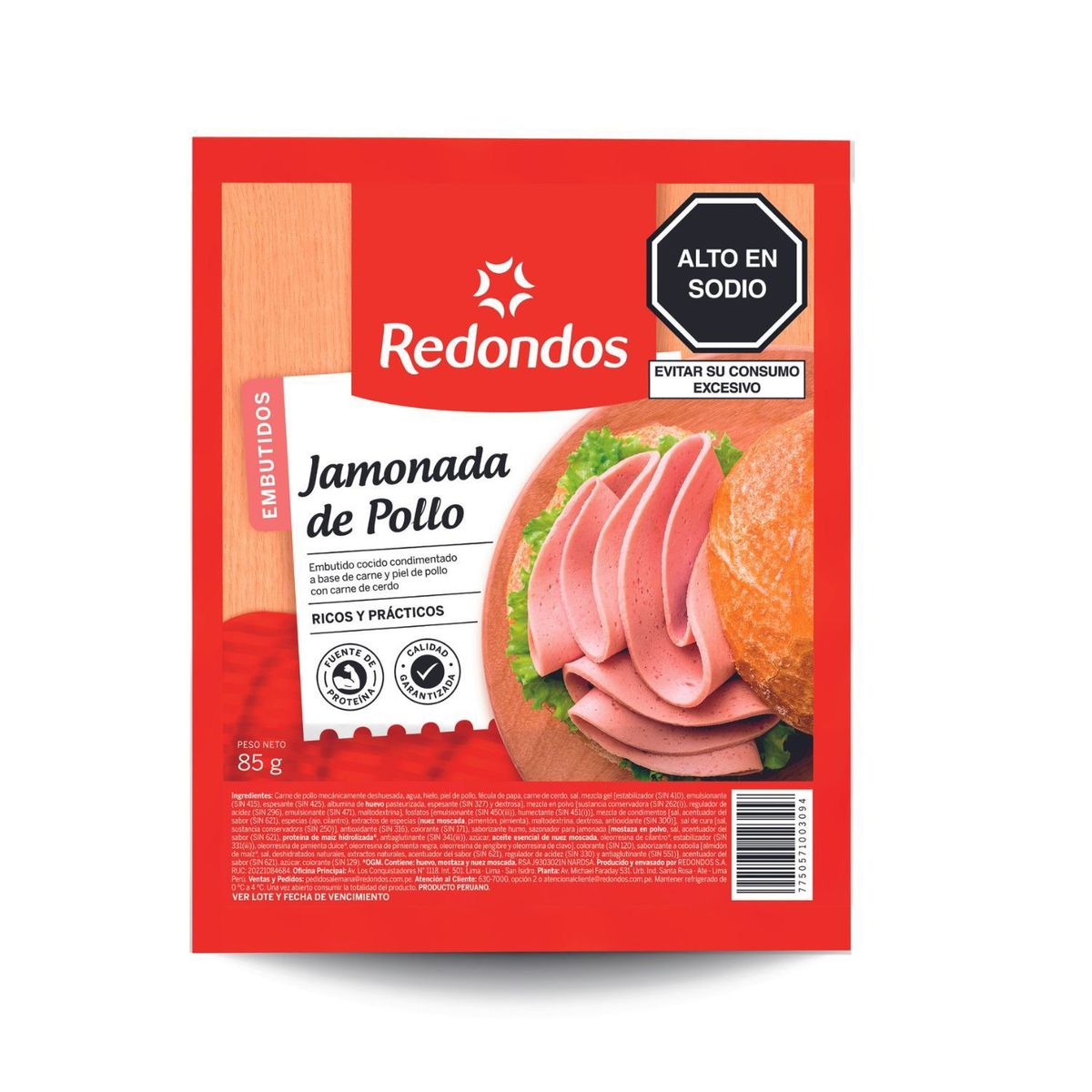 REDONDOS - Jamonada de Pollo Redondos Empaque 85 g