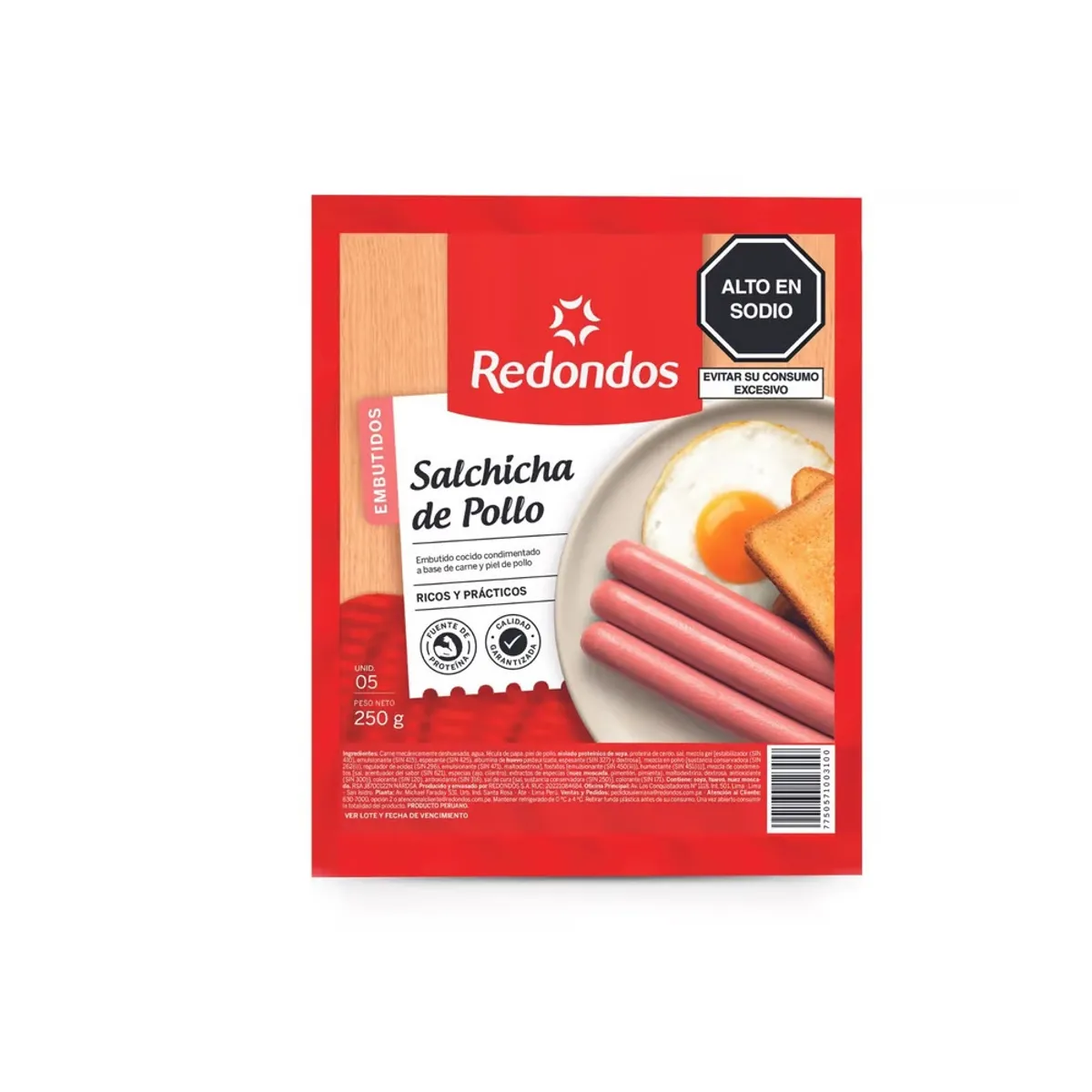 REDONDOS - Salchicha Redondos de Pollo Empaque 250 g