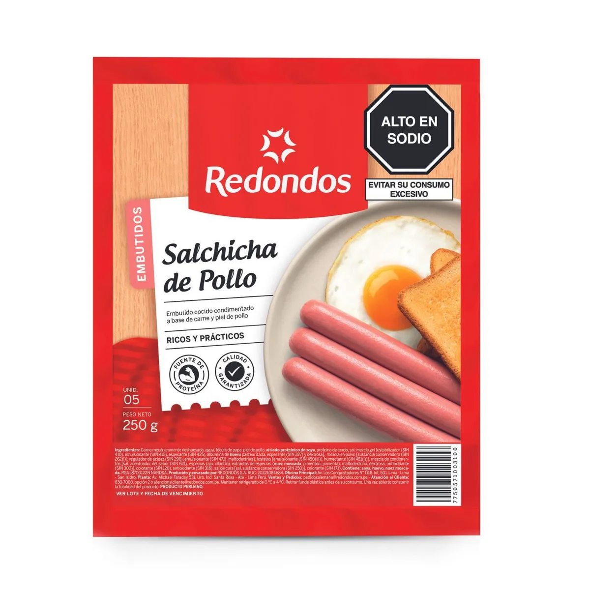 REDONDOS - Salchicha Redondos de Pollo Empaque 250 g