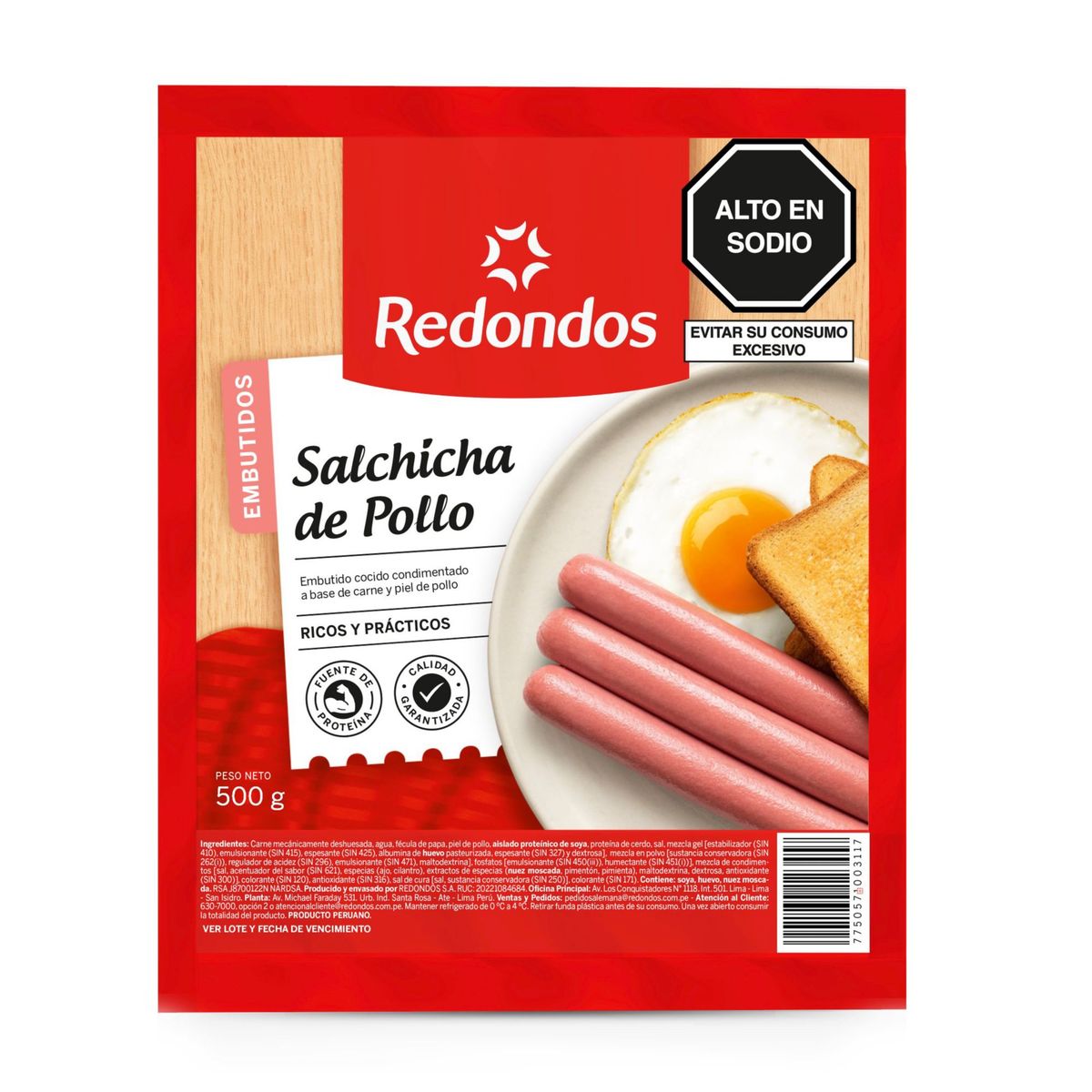 REDONDOS - Salchicha de Pollo Redondos Empaque 500 g