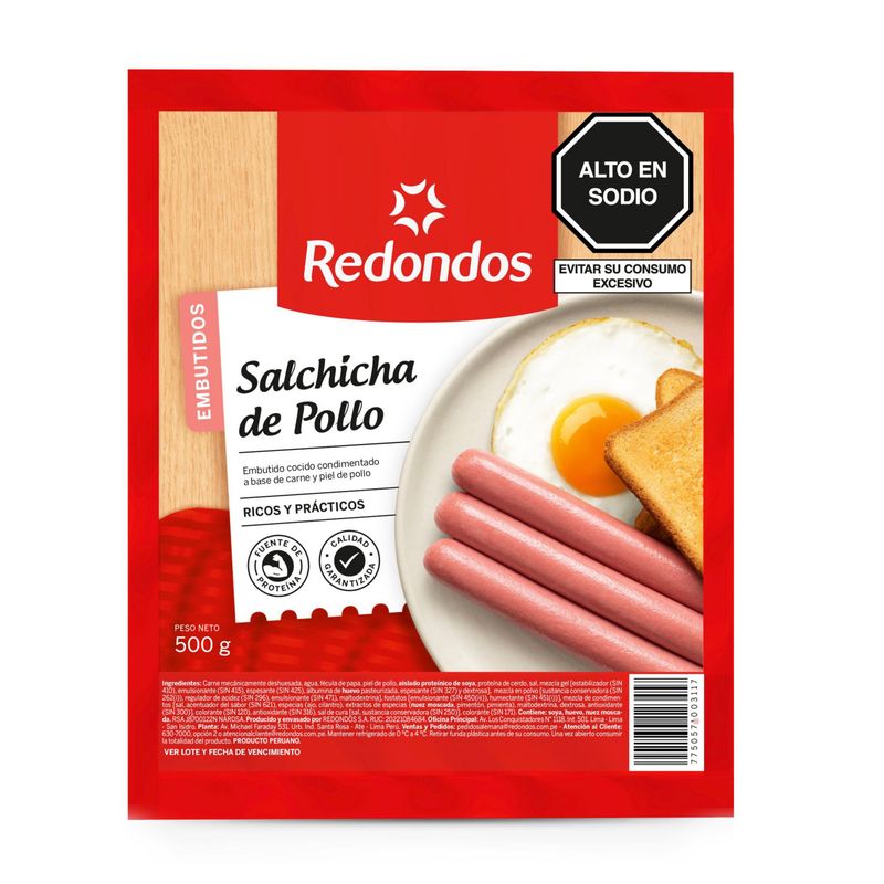 REDONDOS - Salchicha de pollo redondas 500 g