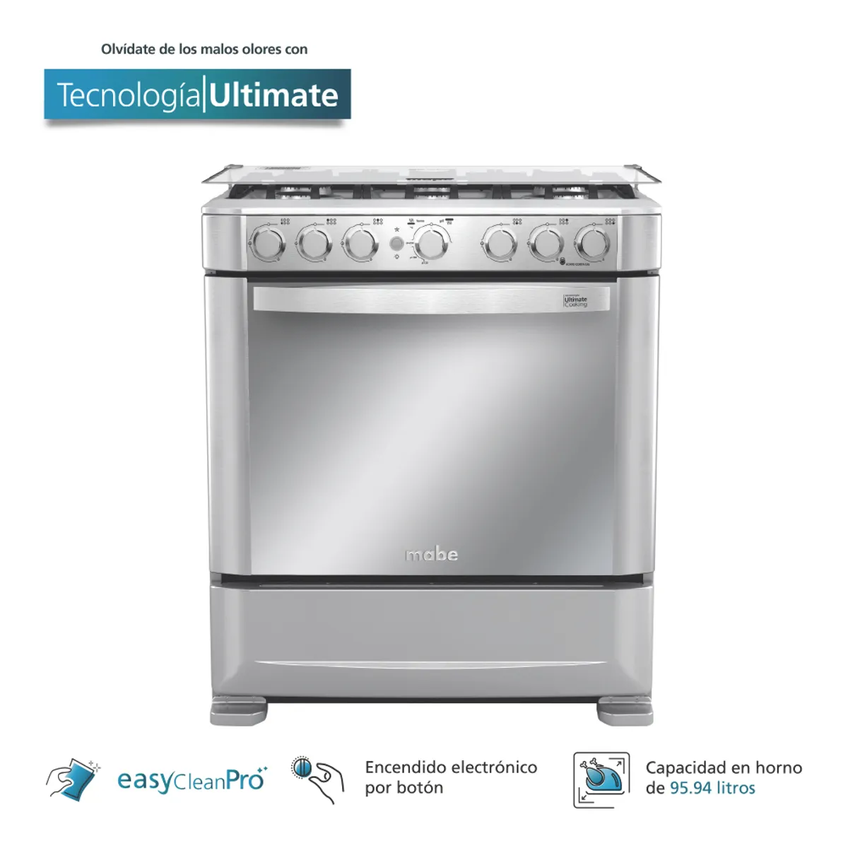MABE - Cocina de Piso a Gas 76 cm Inox Mabe CMP7630FX0