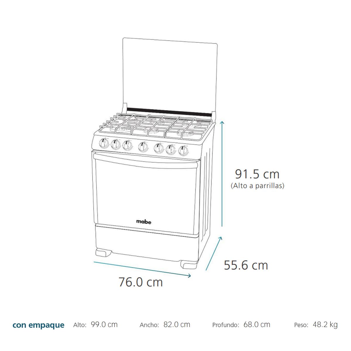 MABE - Cocina a Gas Mabe CMP7630FX0 76cm Inox