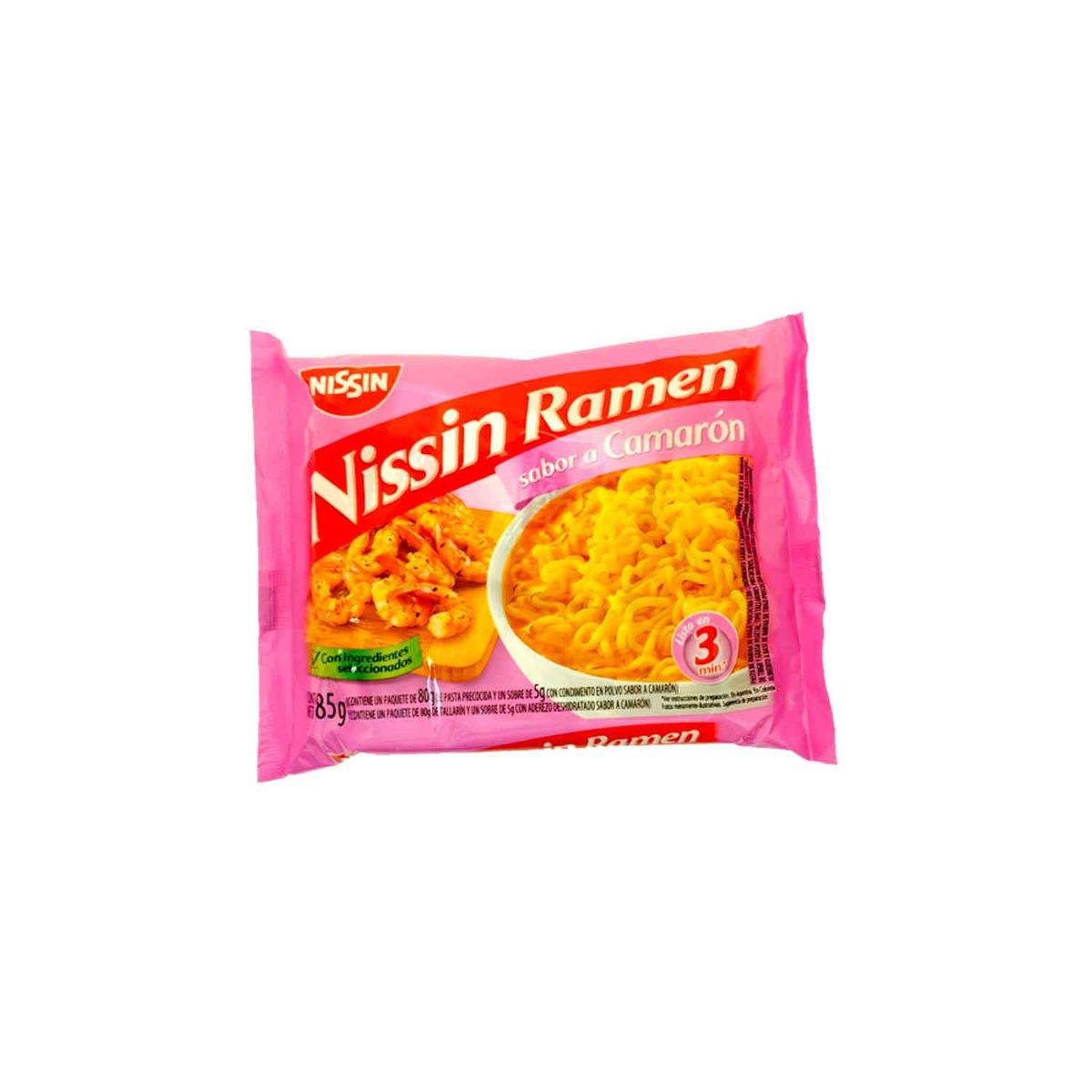 NISSIN - Pasta Precocida Nissin Trigo Ramen Camarón Empaque 85 g