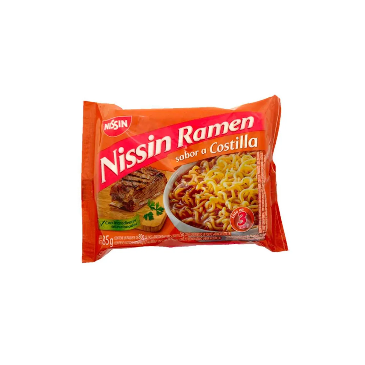 NISSIN - Pasta Precocida Nissin Trigo Ramen Costilla Empaque 85 g