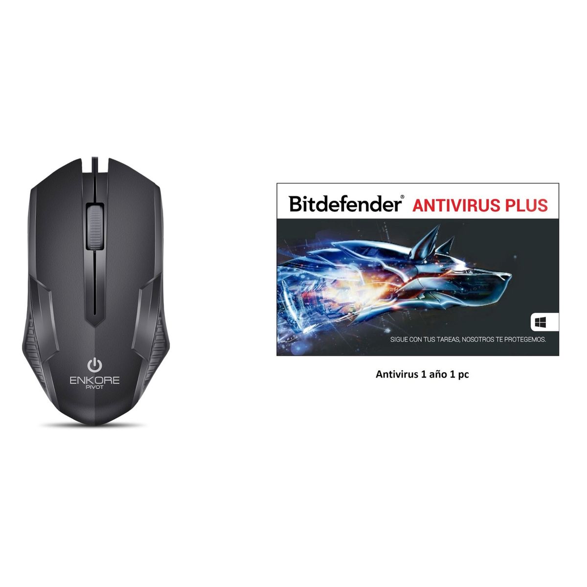 ENKORE - Kit Mouse Al + Av Bitdefender 12 meses 1 Dispositivo