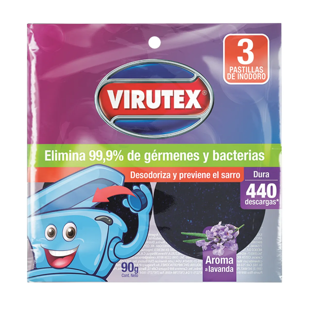 VIRUTEX - Pastillas para Inodoro Virutex Aroma Lavanda Empaque 3 Und