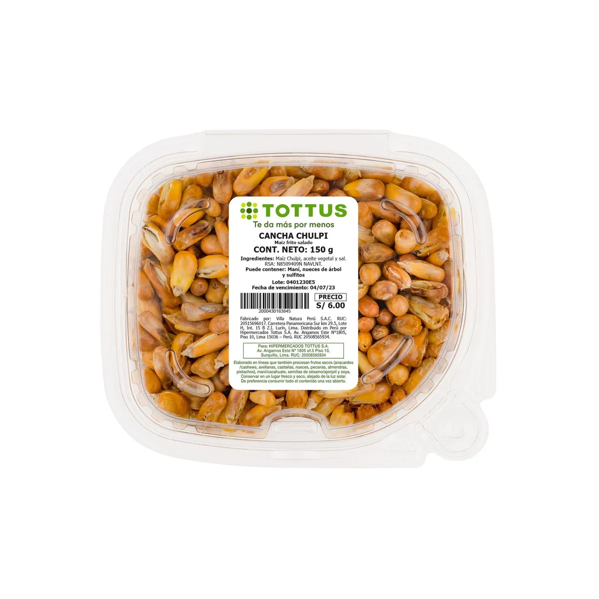 TOTTUS - Cancha Chulpi Salada Tottus Envase 150 g
