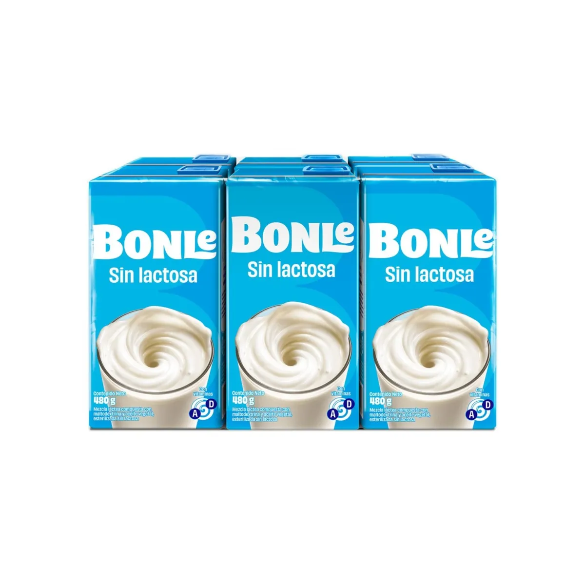 BONLE - Mezcla Láctea Bonlé Sin Lactosa Sixpack Caja 480 g