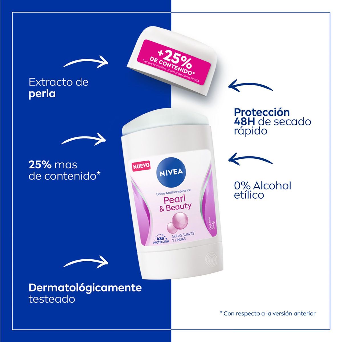 NIVEA - Desodorante en Barra Nivea Pearl & Beauty Envase 54 g