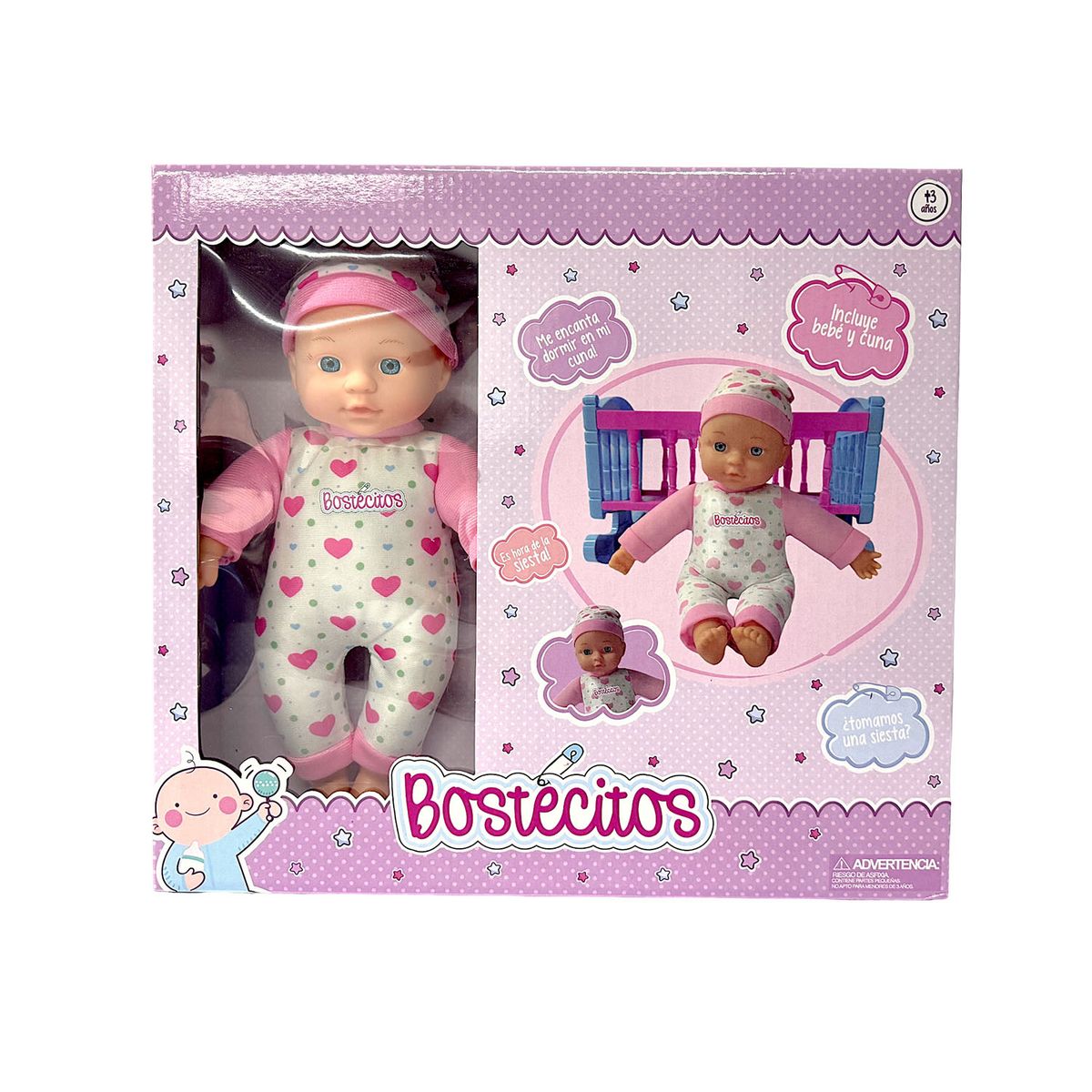 BOSTECITOS - Muñeca con Cuna 28 cm