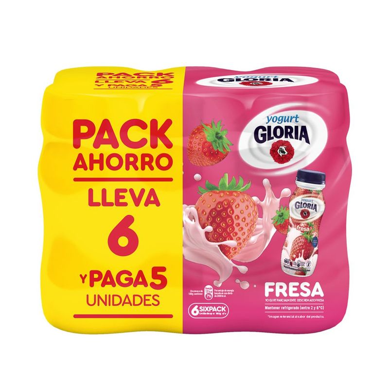 GLORIA - 6PACK GLORIA YOG PAR DESC.180 GR FRESA