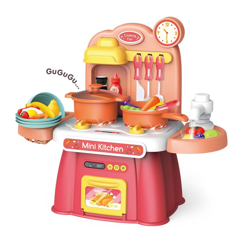  - Mini Cocina Rosa con 27 Accesorios