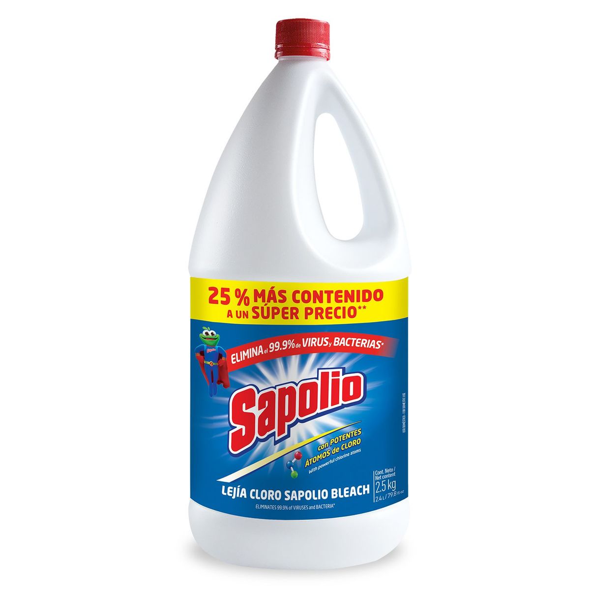 SAPOLIO - Lejía Sapolio Átomos de Cloro Botella 2.5 Kg