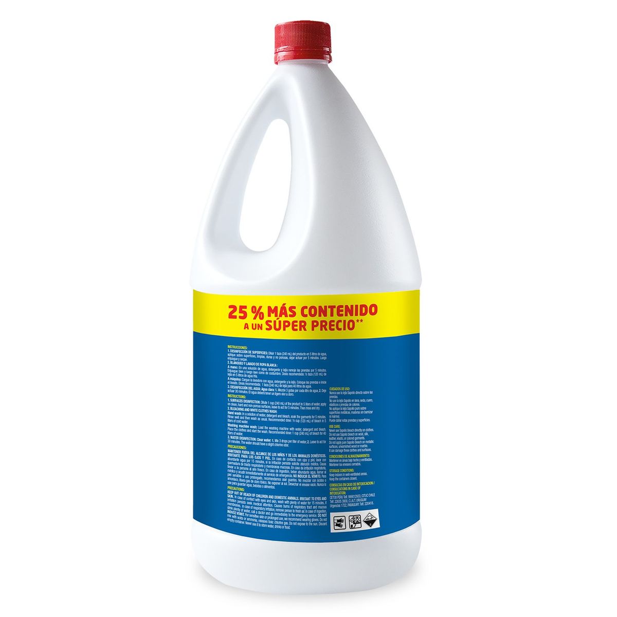 SAPOLIO - Lejía Sapolio Átomos de Cloro Botella 2.5 Kg