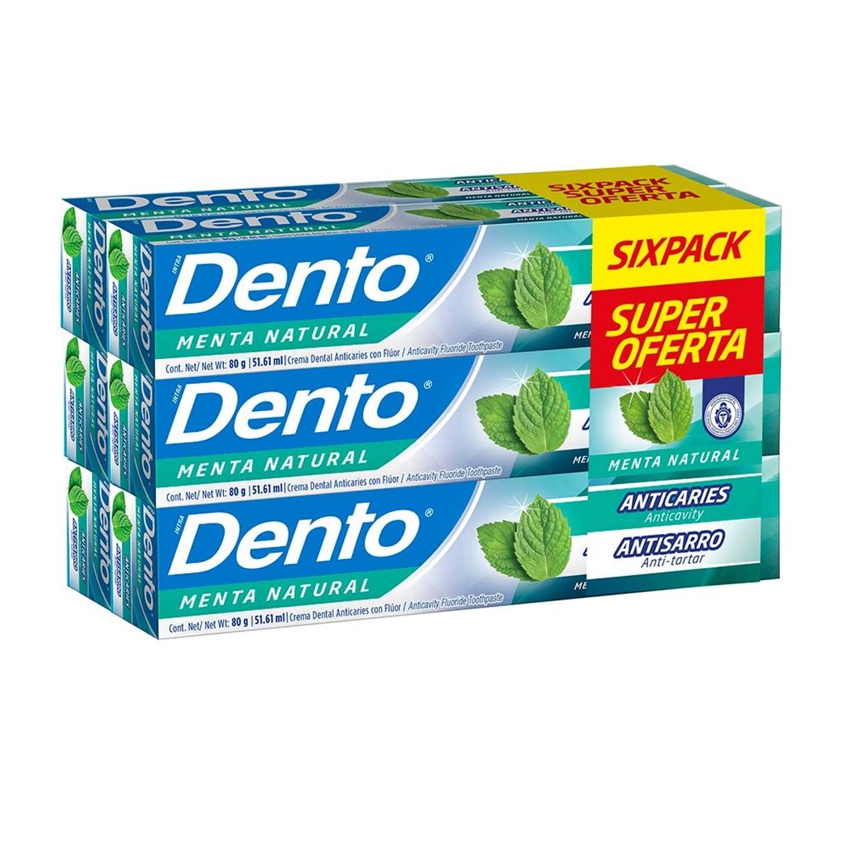 DENTO - Crema Dental Dento Menta Natural Empaque 6 Und
