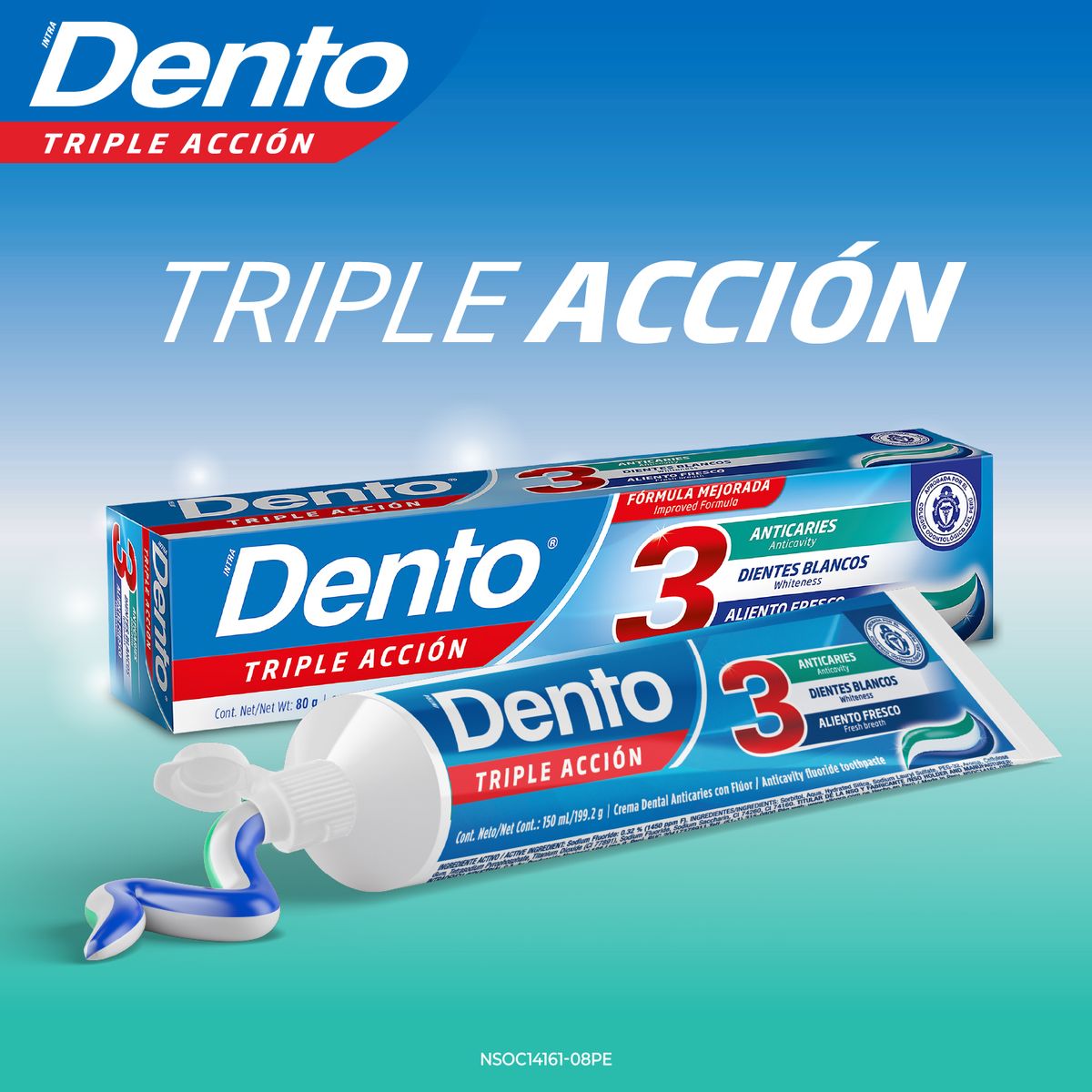 DENTO - Pasta Dental Dento Triple Acción Sixpack Caja 80 g