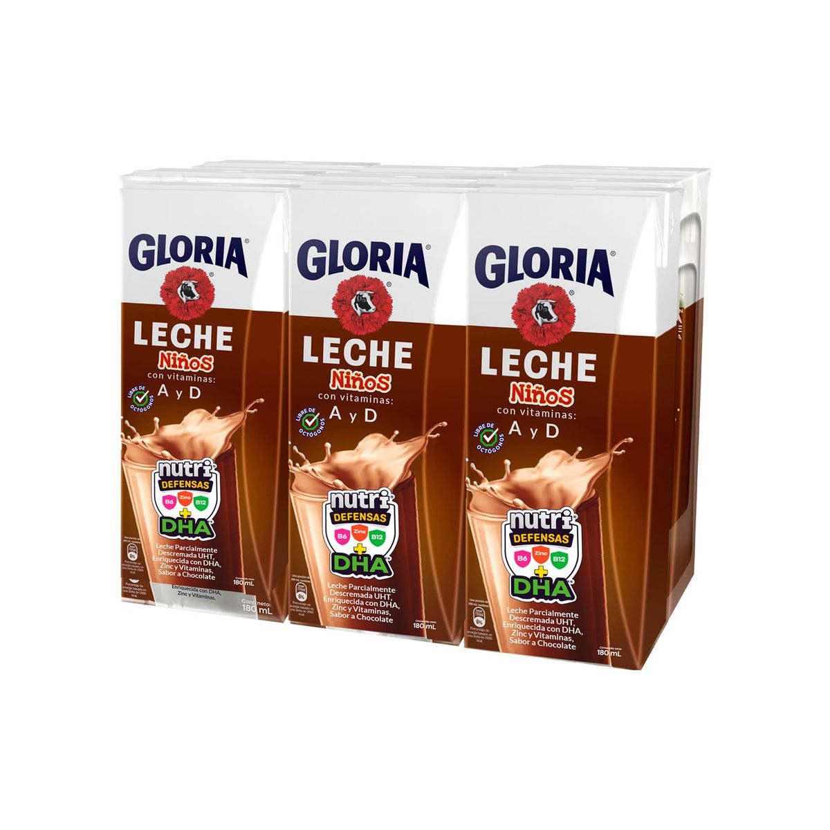GLORIA - Leche Chocolatada Gloria UHT Niños Sixpack Caja 180 mL
