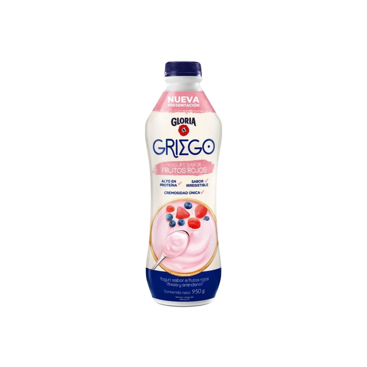 GLORIA - Yogurt Gloria Griego Frutos Rojos Botella 950 g